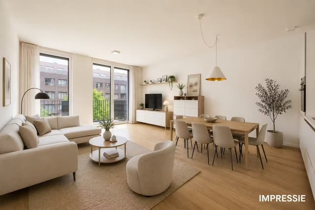 Energiezuinig 1-slaapkamerappartement met terras en parkeerplaats op het Eilandje